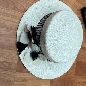 VINTAGE 1960'S MICHAEL HOWARD WOMEN'S Black White Floral Women's Hat NWT